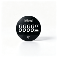 Étiquette adhésive personnalisée OEM pour fenêtre d'affichage LCD ronde, avec icônes de température, de batterie et de bienvenue, en PVC/PET, sérigraphiée