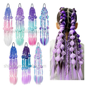 हॉट सेल फेस्टिवल 24 इंच सिंथेटिक बॉक्स ट्विस्ट ब्रेड्स बालों के टुकड़े रंगीन ब्रेएडेड बबल पोनीटेल एक्सटेंशन - Product Image 1