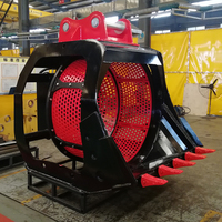 Godet de criblage hydraulique orné et résistant à l'usure pour excavatrice de 1 à 50 tonnes, pour terre, pierre, gravier, rotation 360° °   Bac de criblage pour excavatrice