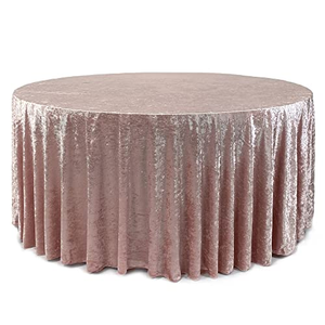 Mantel Redondo de Terciopelo de Primera Calidad de 120 Pulgadas, Color Oro Rosa, para Bodas - Product Image 1