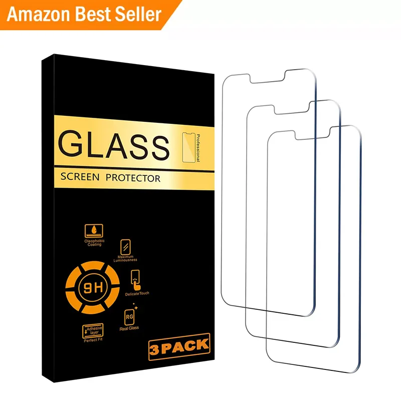 Gehärtetes Glas Displays chutz folie für iPhone, 14, 13 Pro Max, 12 Pro, 11X, XR, 7, 8