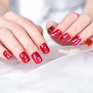 <span class=keywords><strong>Uñas</strong></span> Postizas <span class=keywords><strong>Cortas</strong></span> <span class=keywords><strong>con</strong></span> Diseño de Ojo de Gato Color Cereza para Mujer, Regalo, Brillantes, Reutilizables, de Gel Acrílico, <span class=keywords><strong>con</strong></span> Diseños - Product Image 3