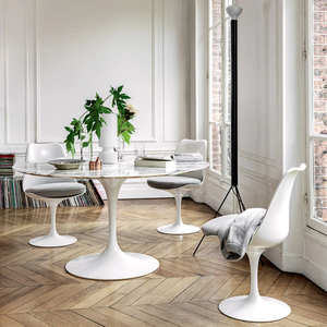 Customized Design Natural Stone Living Room Furniture <b>Round</b> <b>White</b> Marble Top <b>Dining</b> <b>Table</b> With Metal Base - Product Image 3