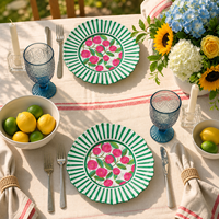 Service de table floral frais de style américain pour la décoration de mariages, les organisateurs d'événements, collection de présentation de vaisselle personnalisée OEM ODM