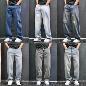 2026 nuovo Design da <span class=keywords><strong>uomo</strong></span> <span class=keywords><strong>Jeans</strong></span> dritti Vintage tinta unita in puro cotone Street Fashion strappato sottile elasticizzato buco <span class=keywords><strong>scuro</strong></span> in difficoltà - Product Image 4