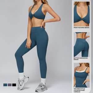 Tenues <span class=keywords><strong>de</strong></span> sport respirantes pour femmes, yoga, pilates, entraînement, fitness, course à pied en plein air, vêtements <span class=keywords><strong>de</strong></span> sport, ensembles deux pièces - Product Image 3