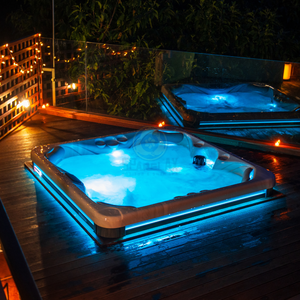 Bain à remous moderne pour adultes en acrylique pour 6 personnes, avec système de contrôle informatique, autoportant, rectangulaire - Product Image 3