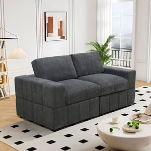 Canapé <span class=keywords><strong>convertible</strong></span> en microfibre moderne gris foncé en forme de L pour salon, usage domestique, avec chaise longue droite, mobilier complet - Product Image 5