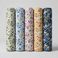 Tissu Popeline de Coton 40S Peigné Haute Densité Imprimé Numérique Motifs Botaniques Respirant Doux Tissé pour Robe