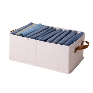 Foldable Cotton Linen <b>Storage</b> <b>Box</b> Large Capacity Washable Fabric Clothes Organizer Rectangle <b>Beige</b> Foldable Stackable - Product Image 5