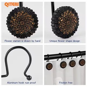 Logo personnalisé prix de gros fleur décoration antirouille résine <span class=keywords><strong>rideau</strong></span> de douche crochet <span class=keywords><strong>pour</strong></span> salle de bain <span class=keywords><strong>barre</strong></span> de douche - Product Image 4