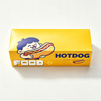 Cajas para Hot Dogs Personalizadas con Diseño de Dibujos Animados, Hechas en Fábrica con Papel Kraft Reciclado, Laminación Mate, Aptas para Restaurantes