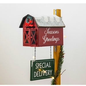 Décoration de Noël festive : Boîte aux <span class=keywords><strong>lettres</strong></span> rustique en <span class=keywords><strong>bois</strong></span> <span class=keywords><strong>à</strong></span> suspendre pour fenêtre, porche ou scène de vacances - Product Image 4