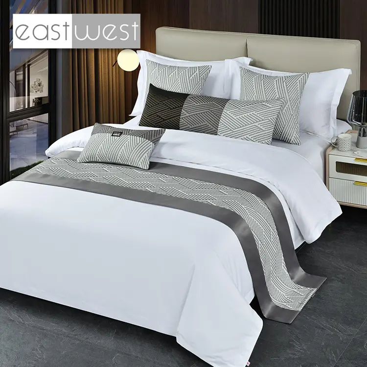 Luxury 5 Star Hotels 100% Cotton Percale Kind Bed Sheet Linen Hotel Bedsheet White Bedding Sets From EastWest Company