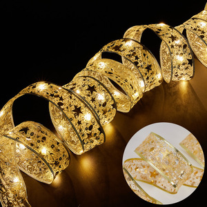 LED 배터리 작동 방수 크리스마스 리본 스트링 이중 레이어 장식 펜던트 트리 액세서리용 핫 스탬핑 - Product Image 6