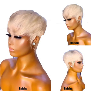 Perruque Courte Bob Droite et Floue, <span class=keywords><strong>Cheveux</strong></span> Dorés en Diagonale à la Mode et Bon Marché, Style Brésilien Vietnamien, Douce pour Femmes - Product Image 1