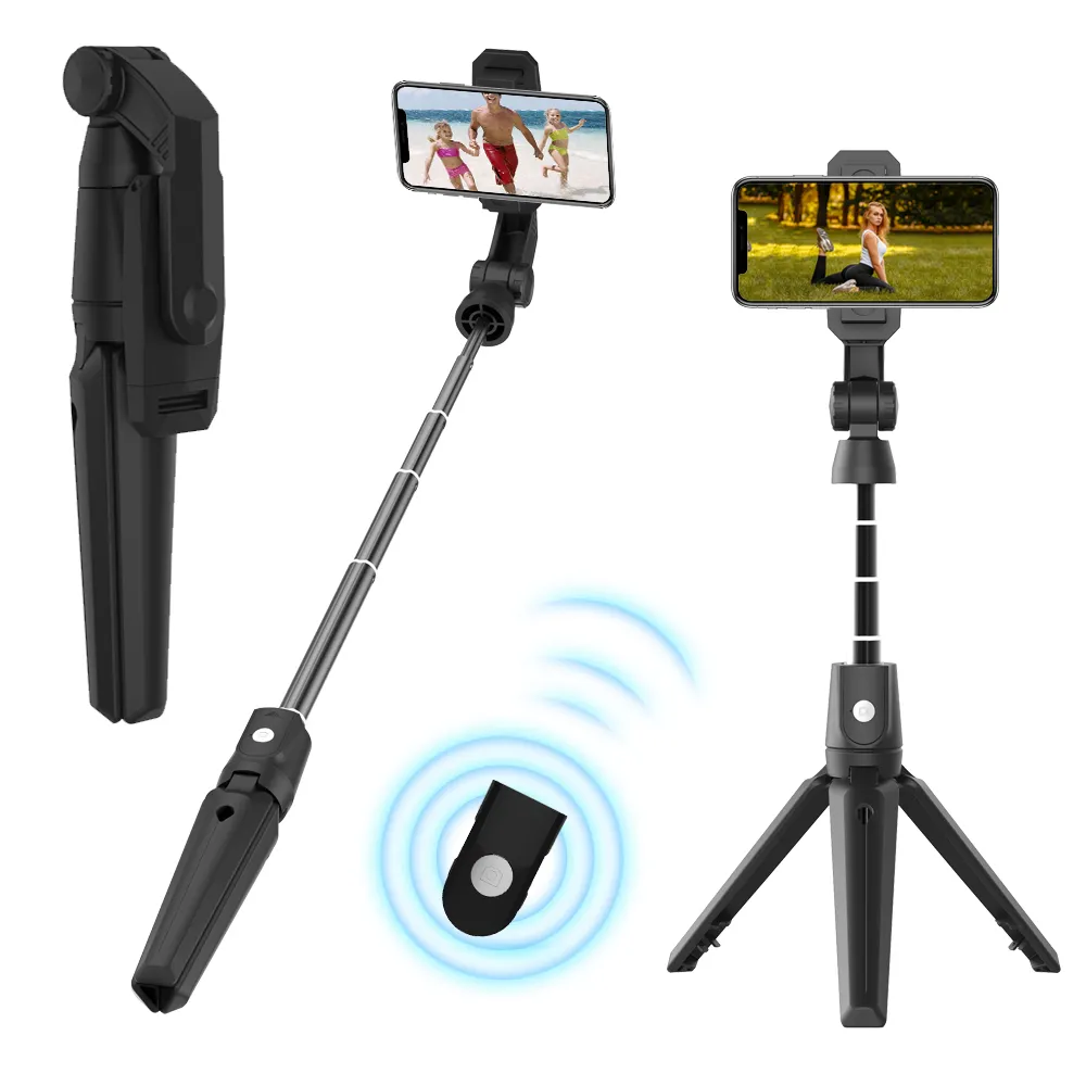 2021ใหม่บลูทูธไร้สายมินิขาตั้งกล้องยืด Monopod กับเติมแสงชัตเตอร์ระยะไกลเซลฟีติด