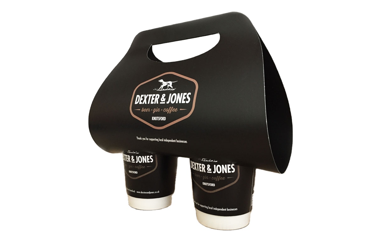 Wholesale Custom Printed Disposable 2 Cup Carrier Take Away Cardboard Coffee Paper Cup Holders