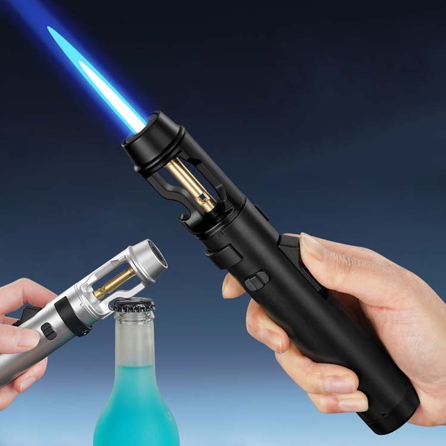 Wholesale Cigar-Specific Lighter Spray Gun Feature Refillable Jet Flame for Barbecue Bottle Opener Big Fire Cigarettes Giveaways