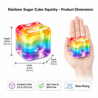 Jouet anti-stress en gel de maltose souple en forme de cube de sucre arc-en-ciel à récupération lente