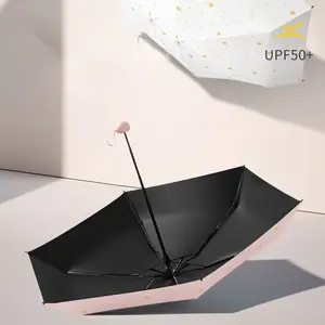 Logo ile sevimli renkli seyahat katlanır küçük kapsül cep çocuklar Mini açık şemsiye
