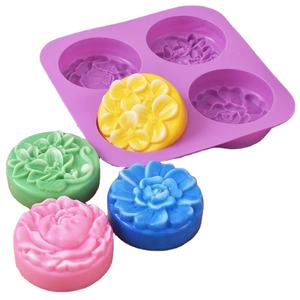 Moldes de jabón de silicona redondos de flores sin BPA antiadherentes, molde de jabón casero para jabón DIY, magdalenas, pudín, Brownie y pastel de <span class=keywords><strong>queso</strong></span> - Product Image 3