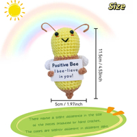 Énergie positive abeille câlin poche Mini laine tricot poupée à la main en peluche Art déco mobile maison chambre décoration porte-carte