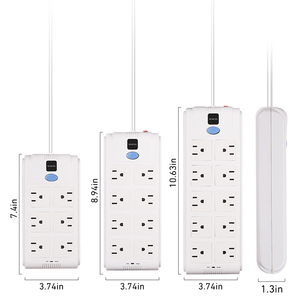 Power Board 1.8m bảo vệ tăng 8-lỗ dây mở rộng đa cắm Outlet bảo vệ quá tải 15A/125V mở rộng ổ cắm cho nhà - Product Image 6