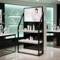 Soporte de exhibición de cosméticos montado en la pared minimalista moderno ahorro de espacio pequeño organizador de maquillaje solución de torre de exhibición de cuidado de la piel