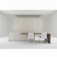 Meuble de cuisine modulaire européen individuel, menuiserie et charpenterie pour l'hôtellerie, placage naturel, tambour, comptoir en stratifié marbré