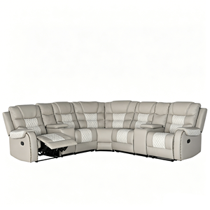 Conjunto de Sofá Reclinable en Forma de L Ecológico con Almacenamiento Extensible, Cuero Sintético Duradero, Diseño Moderno para Uso en Hoteles - Product Image 6