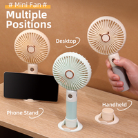 Ventilateur USB rechargeable DD8193B, couleur Morandi, mini ventilateur portable avec support pour téléphone, ventilateur USB portable avec lumière