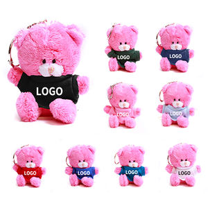 粉色泰迪熊毛绒钥匙扣 PP 棉减压软毛绒玩具定制徽标儿童礼物男女通用 - Product Image 2