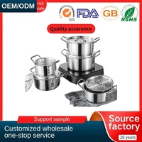 Ensemble de casseroles et wok en aluminium Factory Classic 7 pièces 16cm-28cm, compatible four, gaz et induction