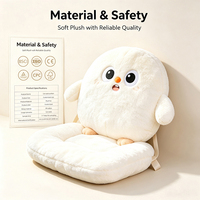 Coussin de siège de voiture et support lombaire en peluche de poussin blanc Kawaii personnalisé de qualité supérieure, ensemble doux pour intérieur de voiture, marque privée, cadeau, vente au détail