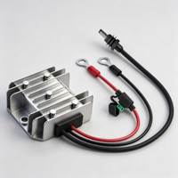 Convertisseur DC-DC étanche 12-24V vers 48V avec 4 types de connecteurs : mâle DC, fils nus, pinces crocodiles, bornes annulaires pour applications variées