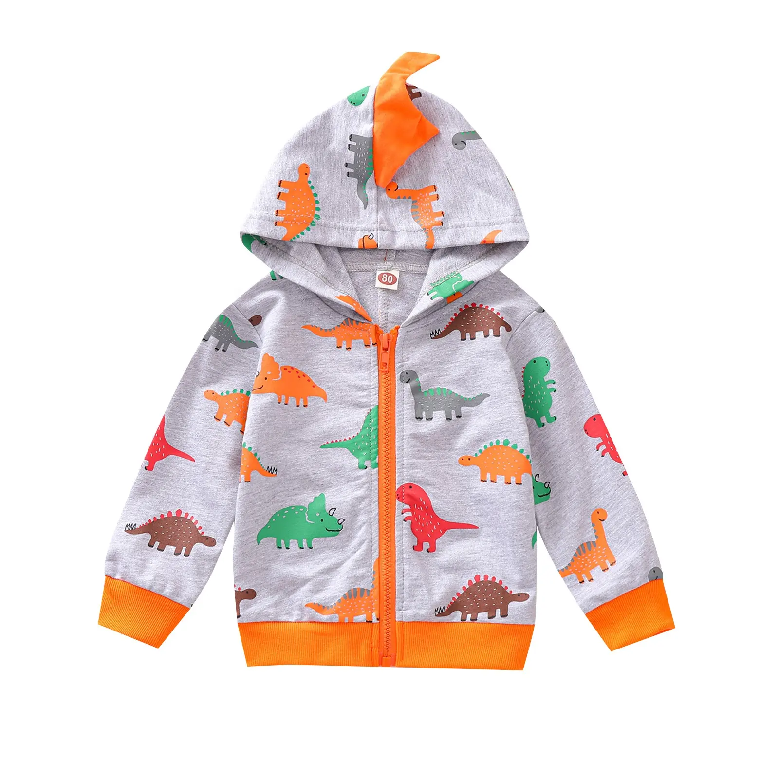 Bebek giysileri kız ceket ve mont kapşonlu dinozor desen karton ceket uzun kollu kış çocuklar karikatür ceketler