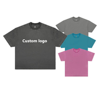 T-shirt lourd blanc de luxe de haute qualité 100 coton pour hommes T-shirt Vintage Wash T-shirts unis avec logo Personnaliser T-shirt