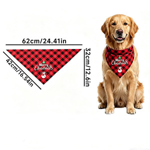 Holiday Pet Bandana Christmas Lattice Pattern Warm Neck <b>Scarf</b> for Dogs Cats Winter Festival Accessory 62cm x 32cm - Product Image 1