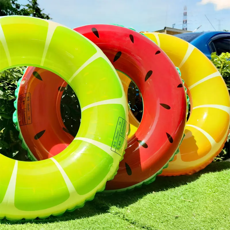 Fabrik benutzer definierte dickere 0,2mm umwelt freundliche Baby Kinder aufblasbare Wassermelone Zitronen früchte Schwimm ring Schwimm spielzeug für Pool