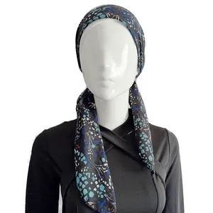 핫 세일 검은 머리 스카프 여성 패션 인쇄 봄 여름 머리 스카프 사용자 정의 크기 저렴한 가격 스카프