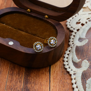 Stud Earrings Circle Geometric Bezel Setting Gold Steel Women's Fashion Jewelry - Product Image 2