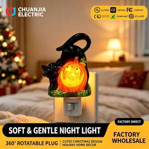 Projecteur LED Nuit Lumineuse Chat Noir Citrouille Halloween Effet Spooky Décoration Éclairage Maison Lampe Animal Mignonne à Brancher Vente en Gros Cadeau Doux - Product Image 1