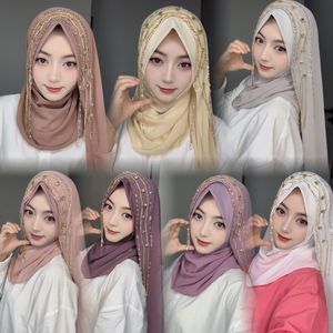 Zifeng OEM nuevo estilo de moda musulmán Oriente Medio borla Mossam piedra industria pesada cadena cristal gasa Hijab - Product Image 2