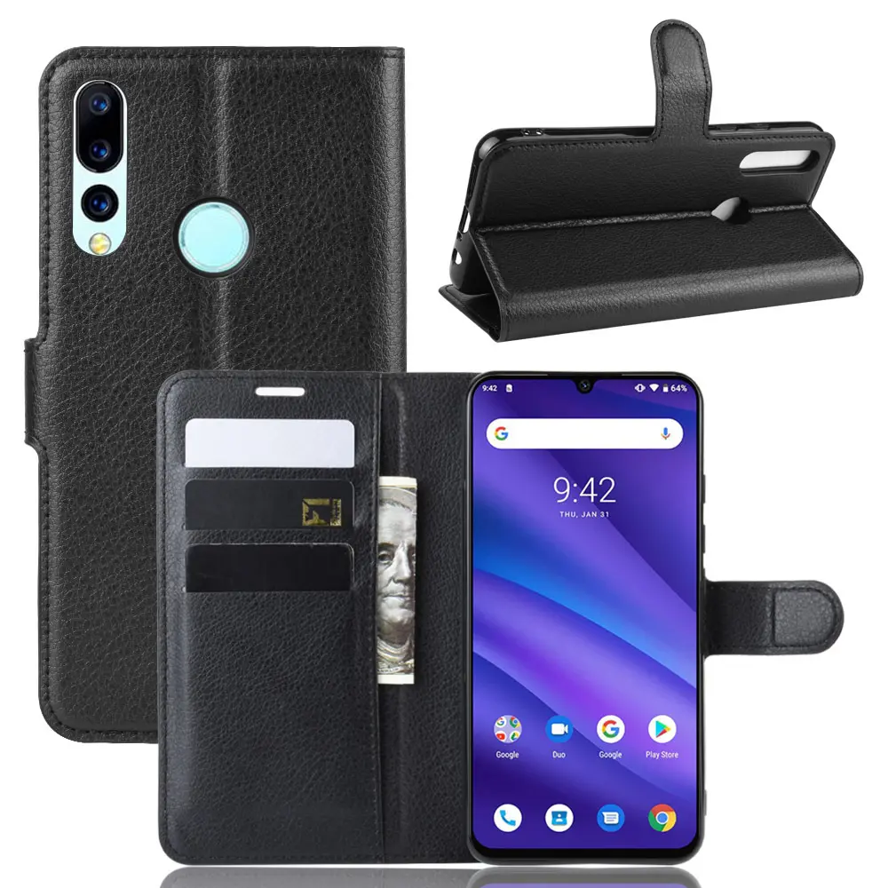 Litchi Leather Wallet Flip Mobile Cell Phone Case For Umidigi A5 Pro Case