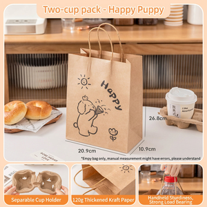 Sac fourre-tout en papier kraft brun écologique recyclé avec logo imprimé personnalisé, 120 g/m², épais, pour les cafés - Product Image 4