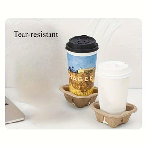 Bandeja <span class=keywords><strong>de</strong></span> Papel Biodegradable <span class=keywords><strong>de</strong></span> Una Sola Pared para 2 Vasos, Portavasos Ecológico para Café, <span class=keywords><strong>Vino</strong></span> y Bebidas para Llevar - Product Image 6