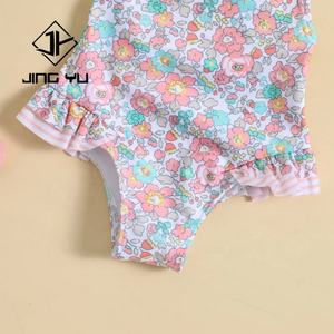 Maillot de bain pour enfants à imprimé hawaïen personnalisé en gros, maillot de bain une pièce à volants pour filles - Product Image 5