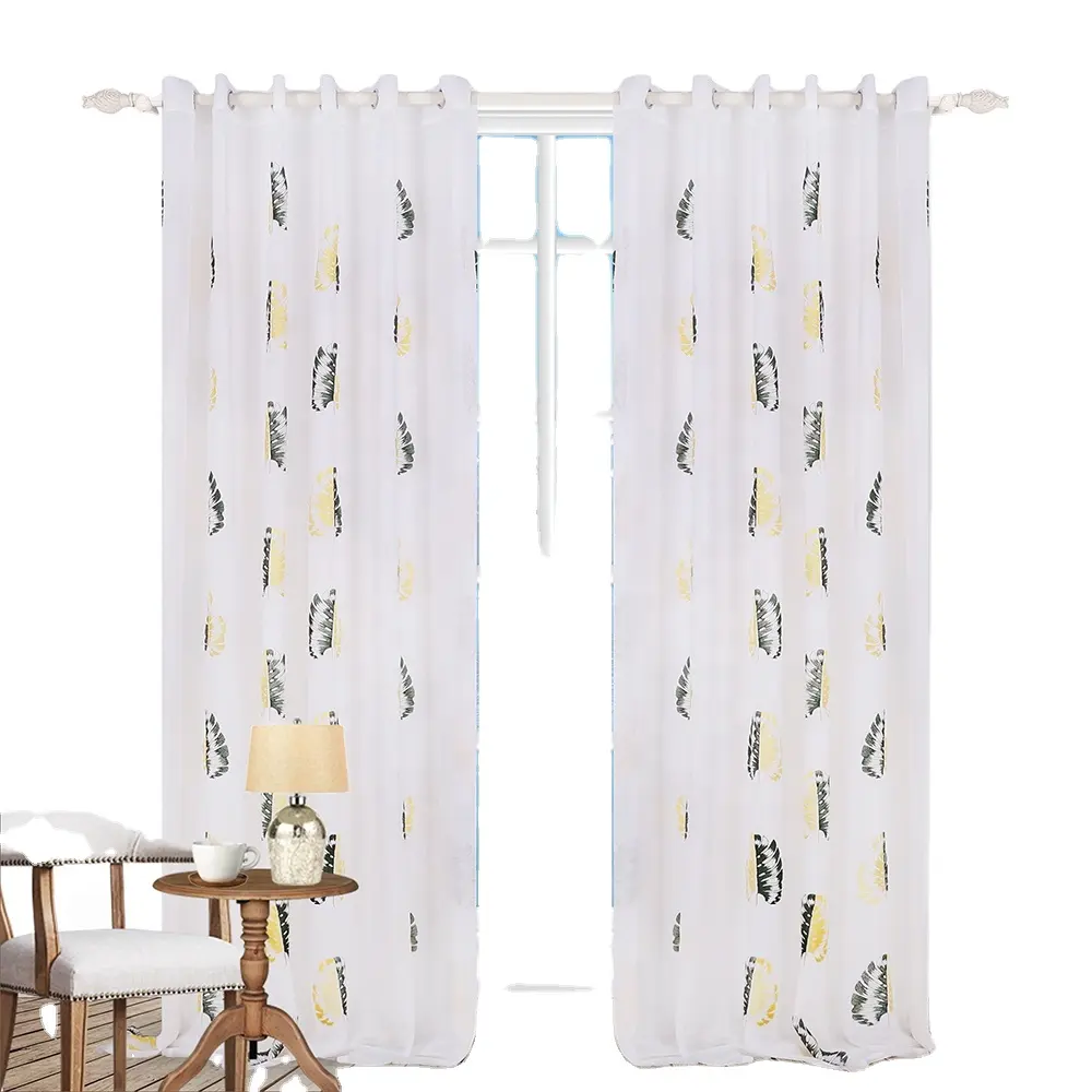Modern french style polyester embroidery curtain luxury living room curtain sheer curtain