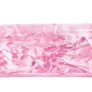 صينية تقديم راتنج قابلة للتحلل يدويًا بتأثير رخامي أكوا دوّام نمط آمن على الغذاء أدوات منزلية وردية اللون - Product Image 1